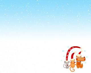 Cartoon cat dog snow red 2 - naive free wallpaper