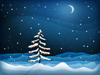 Christmas tree lights snow night 4 - naive free wallpaper