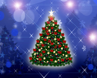 Christmas tree star blue background 5 - naive art free wallpaper for desktop
