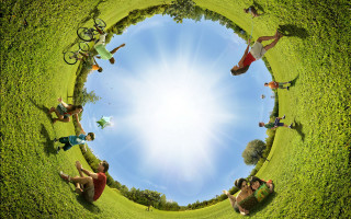 People grass circle sky sun - anne geddes free wallpaper