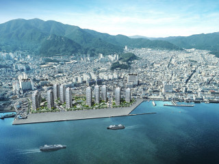 City harbor water mountains scenery 2 - a large city free wallpaper