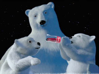 Polar bear cubs coke bottle 2 - its mouth free wallpaper
