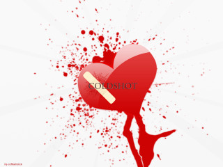 Heart band aid blood splatter - key art free wallpaper