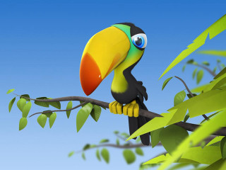 Colorful bird branch leaves neck 7 - pop surrealism free wallpaper