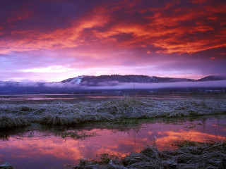 Field mountain red sky clouds - cloud and grass free wallpaper