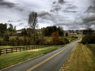 Road fence field trees grass 7 - a fence and a field in the background free wallpaper