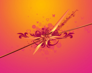 Pink yellow background scissors bow - free abstract wallpaper
