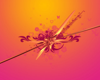Pink yellow background flower scissors - the middle of the image free wallpaper