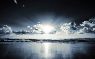 Sunshine clouds ocean beach waves 4 - wave free wallpaper