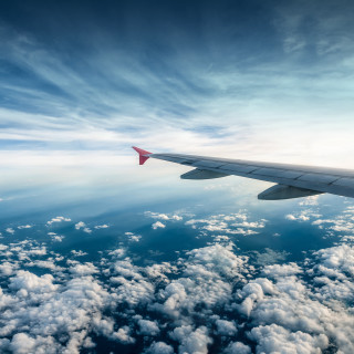 Plane wing clouds ocean blue - blue free wallpaper