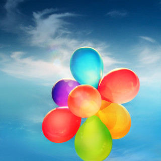 Balloons floating sunny day blue - a few cloud free wallpaper
