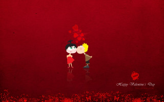 Couple kissing red background hearts 8 - a couple kissing in front free wallpaper