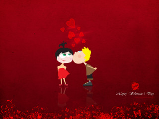 Couple kissing red background hearts 4 - a couple kissing in front free wallpaper