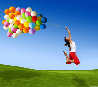 Flying person balloons kite air - balloon free wallpaper