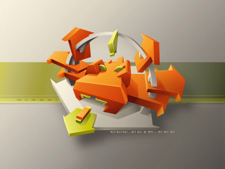 Circular object arrows green stripe - a 3d image free wallpaper