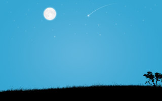 Silhouette tree moon sky stars 3 - grass and trees free wallpaper
