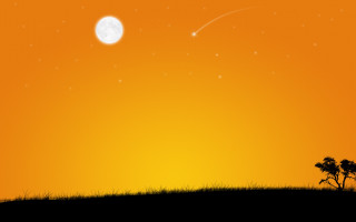 Silhouette person hill tree moon 3 - sunset free wallpaper