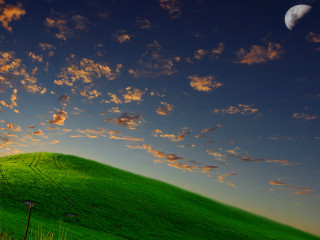 Green hill full moon fence - full free wallpaper