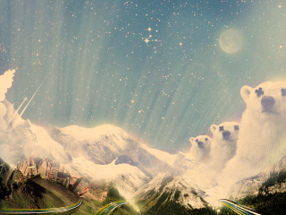Polar bear mountain stars sky - polar free wallpaper