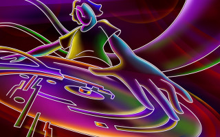 Woman dj set psychedelic neon 2 - altichiero free wallpaper