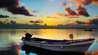 Boat sunset water sky clouds 3 - sunset free wallpaper