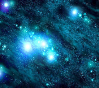 Blue green space stars dust - a detailed matte painting free wallpaper