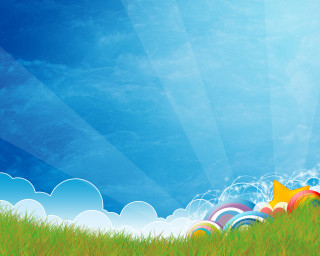 Cartoon green grass field yellow - a cartoon scene free wallpaper