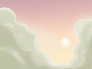 Sunset clouds plane flying sky 2 - a painting of a sunset free wallpaper