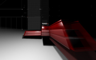 Red bench dark room tall 2 - a red bench free wallpaper