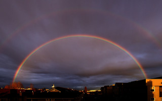 Double rainbow city night dark - double free wallpaper