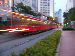 Red train night city traveling 3 - the city free wallpaper