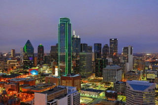 City skyline night tall buildings 17 - a green light free wallpaper
