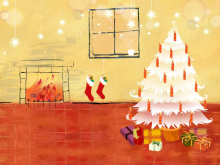 Christmas tree stockings fireplace living - stocking free wallpaper
