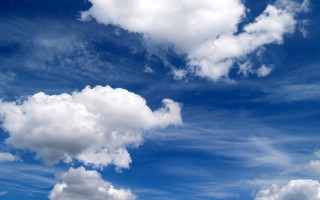 Blue sky white clouds plane 2 - benoit b. mandelbrot free wallpaper