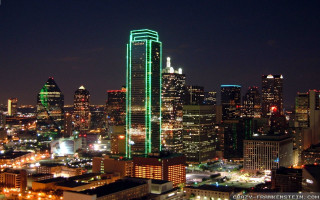 City skyline night green light - the building and the street free wallpaper
