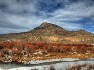 Mountain river snowfield forest cloudy - alexander brook free wallpaper