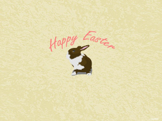 Rabbit yellow wall happy easter 2 - a yellow wall free wallpaper