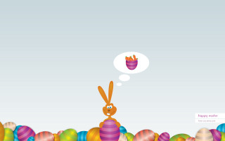 Bunny sitting pile eggs happy 2 - a bunny free wallpaper