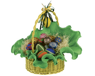 Basket filled colored eggs ribbon 2 - detail free wallpaper