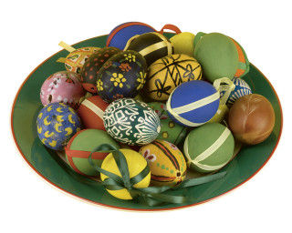 Easter eggs bowl ribbons green 4 - the side of the bowl free wallpaper