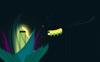 Cartoon man flying yellow object - bioluminescence free wallpaper