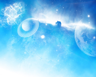 Planets in the sky with 4 - space free wallpaper