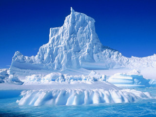 Large iceberg lake mountain background - ice free wallpaper