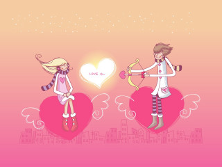 Girls heart bow arrow standing - a bow free wallpaper
