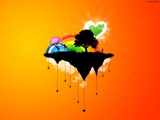 Colorful background tree rainbow hill 2 - surreal free wallpaper