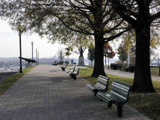 Benches park tree river city - elizabeth charleston free wallpaper
