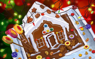 Gingerbread house candy table christmas - christmas free wallpaper