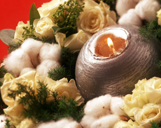 Silver vase candle flowers cotton 2 - a candle free wallpaper