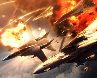 Fighter jets fire smoke battle 2 - two fighter jet free wallpaper