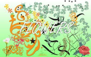 Green background flowers stars rose - a rose free wallpaper